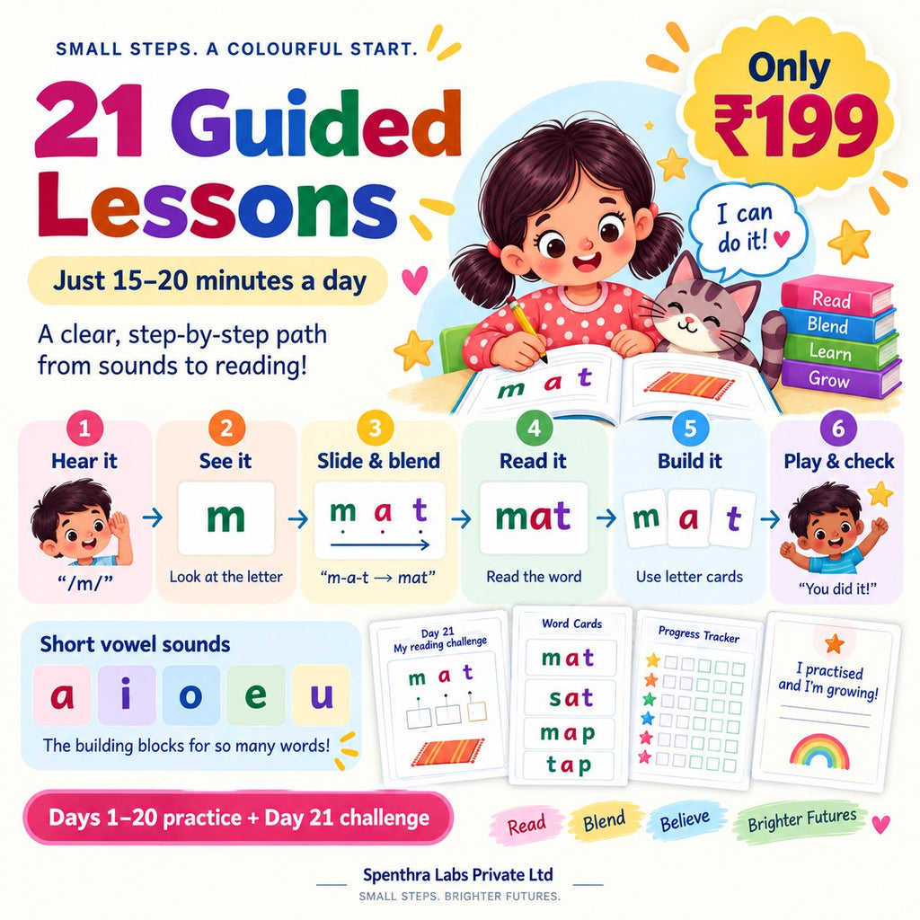 From C-A-T to CAT! – 21-Day CVC Reading & Phonics Blending Program for Kids Ages 4–7